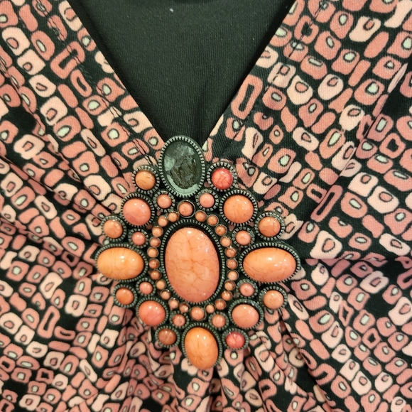 Tradition Overblouse In Pretty Burnt Orange & Black Pattern SS Airy Light In Med - Picture 10 of 12